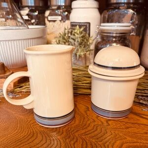 VTG Made in Korea Epoch-Turn of The Century Cream/stripes Sugar & Cream Set